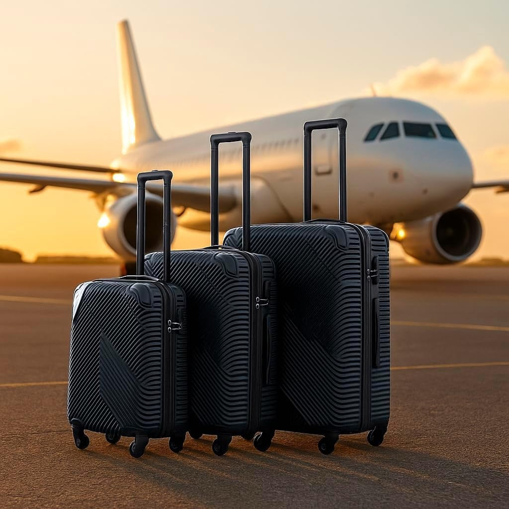 3PC Hard Shell Luggage Set 20 24 28 Inch Spinner Wheels Lock Navy Blue