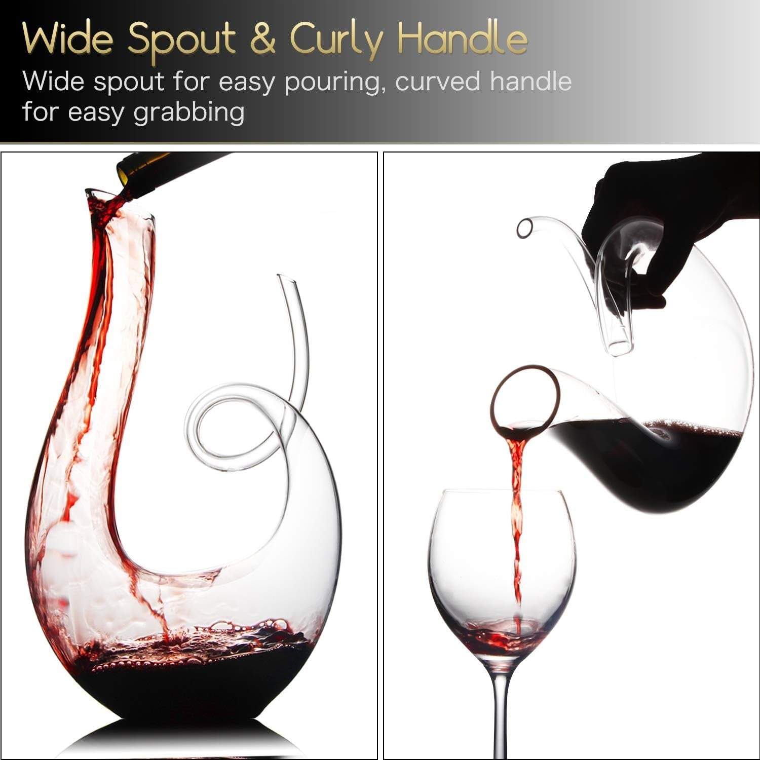 1.2L Swan Wine Decanter Hand-Blown Crystal Aerator Carafe for 750ml Red Wine