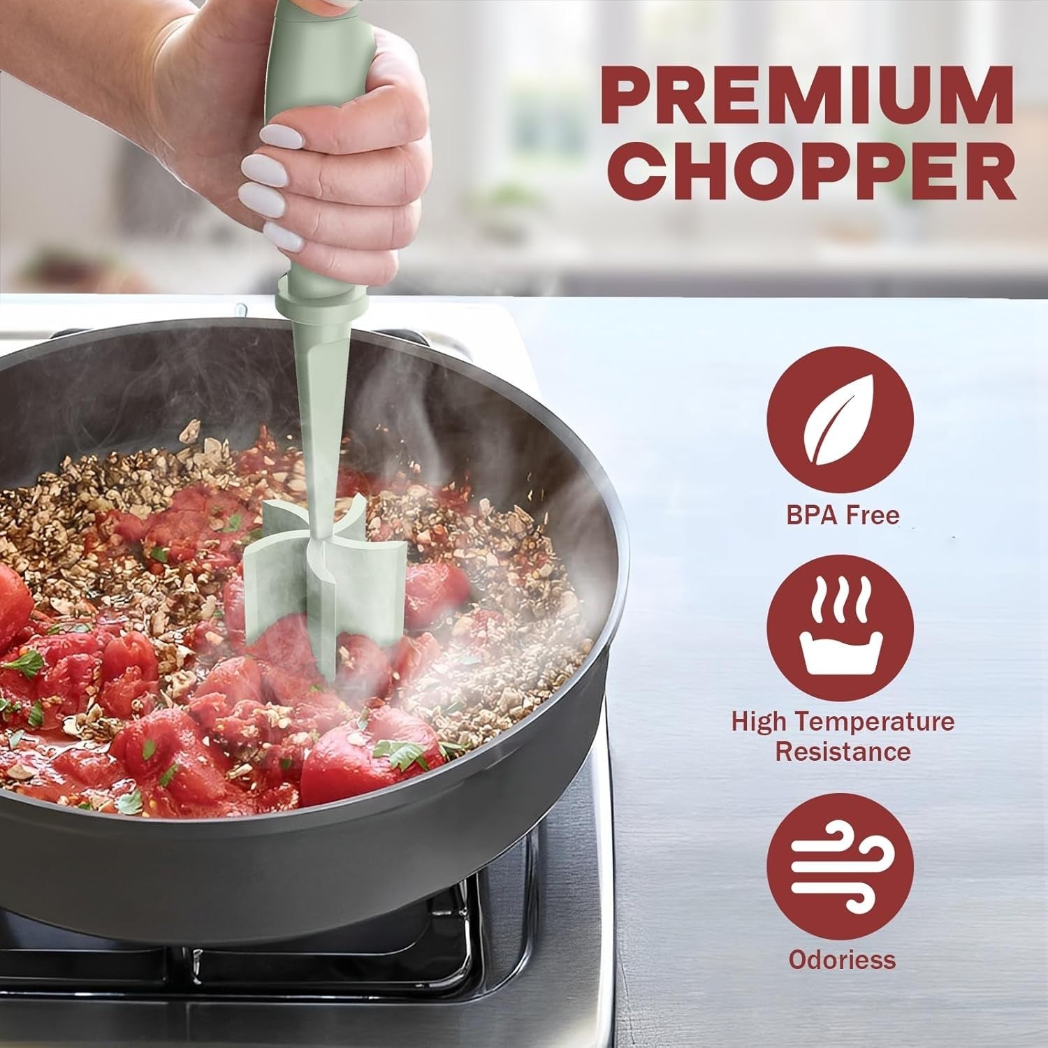 Hamburger Meat Chopper Ground Beef Masher Heat Resistant Green