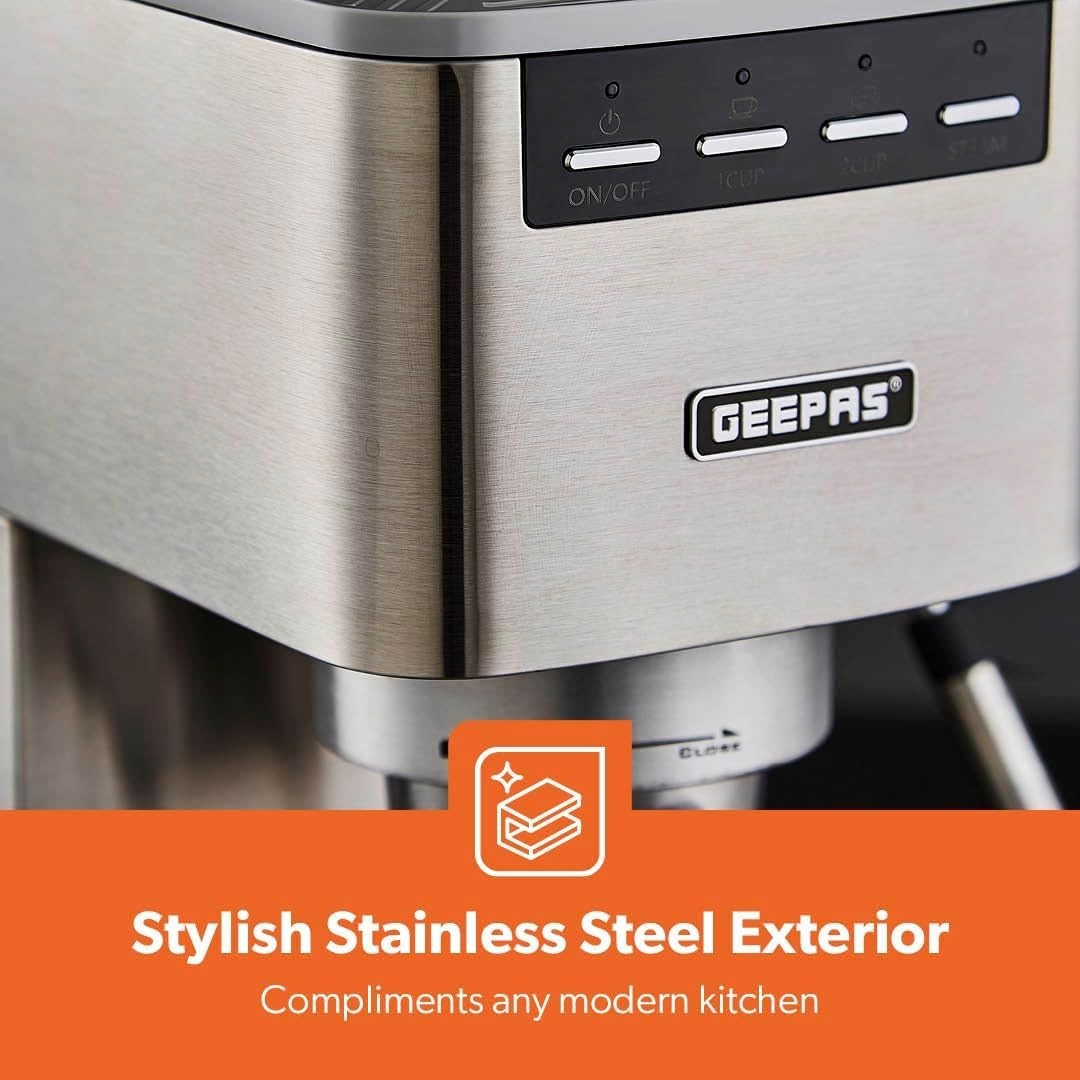 15 Bar Espresso Machine 1.4L | Milk Frother | 1450W | Thermoblock Heating Silver