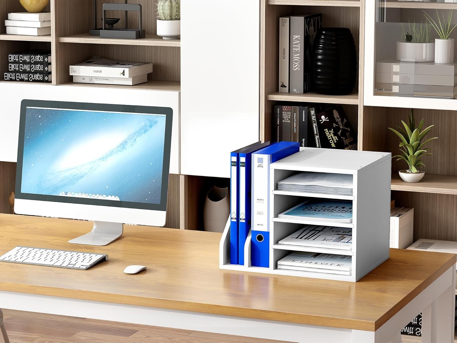 Wooden A4 Desk Tray File Holder Paper Organiser Magazine Rack White