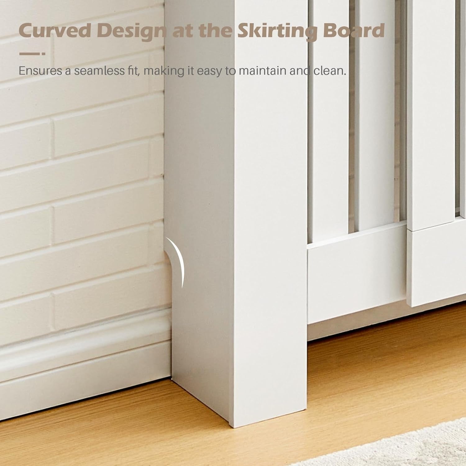 Adjustable White Radiator Cover Extendable Vertical Slat Cabinet