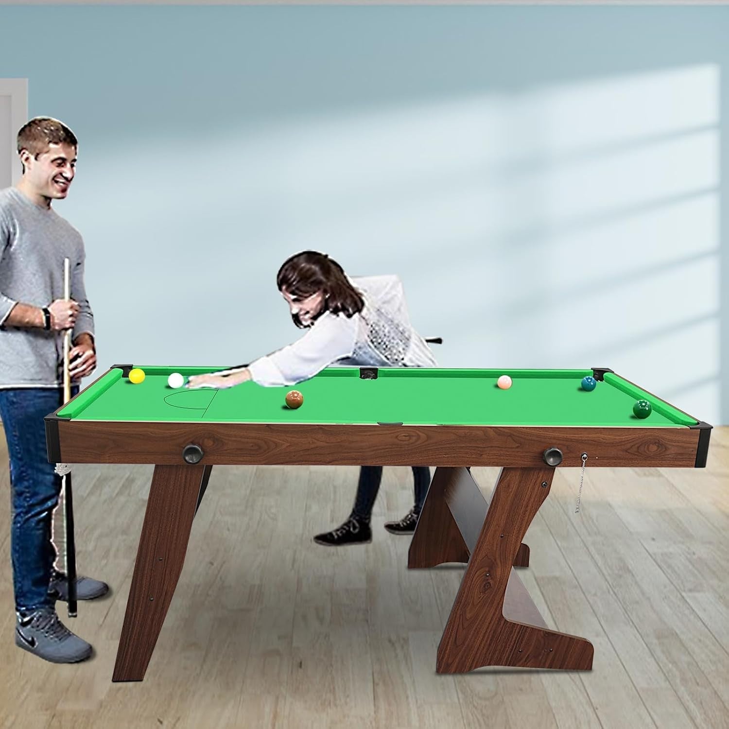 6FT Folding Pool Snooker Table Set Space Saving Billiards w Accessories