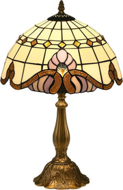 Vintage Stained Glass Table Lamp with Handmade Shade & Antique Base