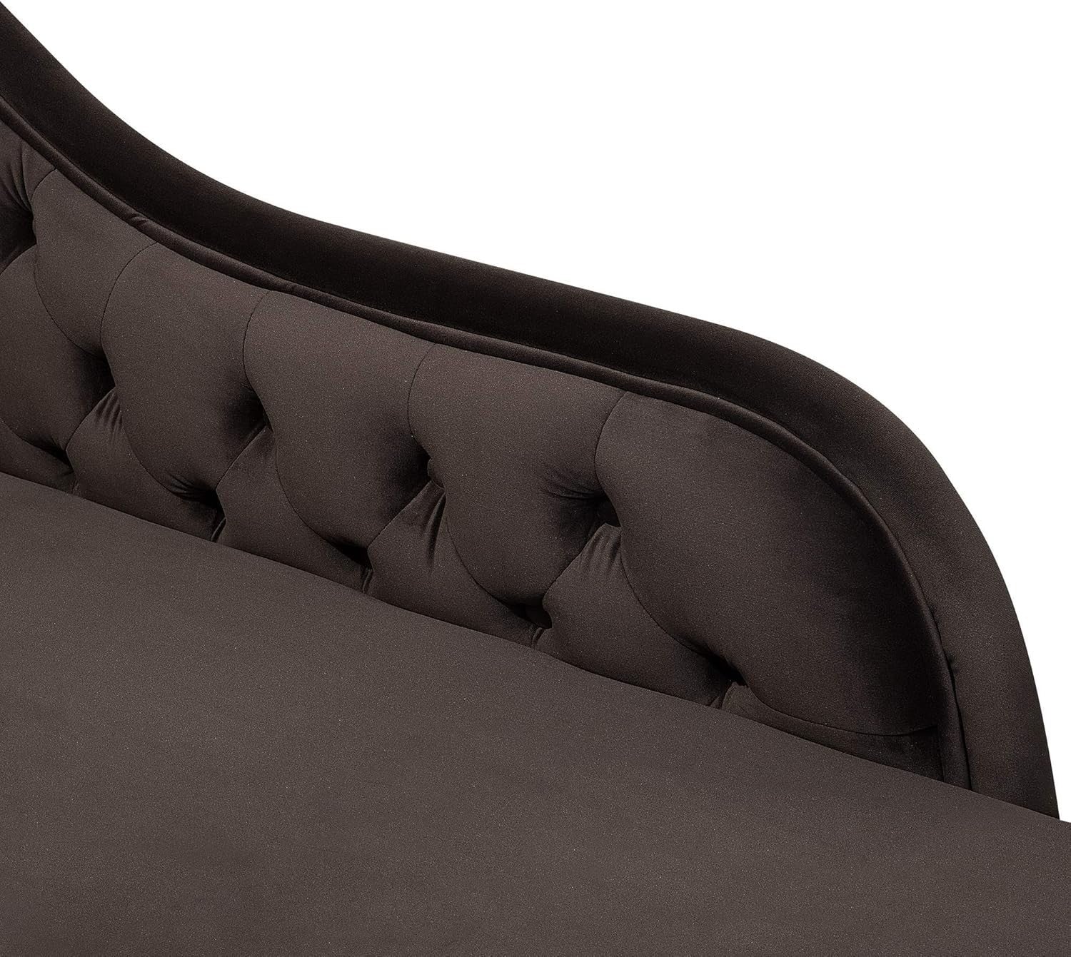 Vintage Left Hand Velvet Chaise Lounge Brown Chesterfield Tufted Fabric Sofa