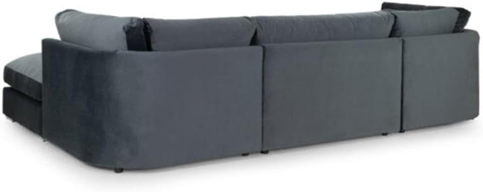Luxury U Shape Sofa Bed High Back Black Velvet Corner Couch 5 Seater
