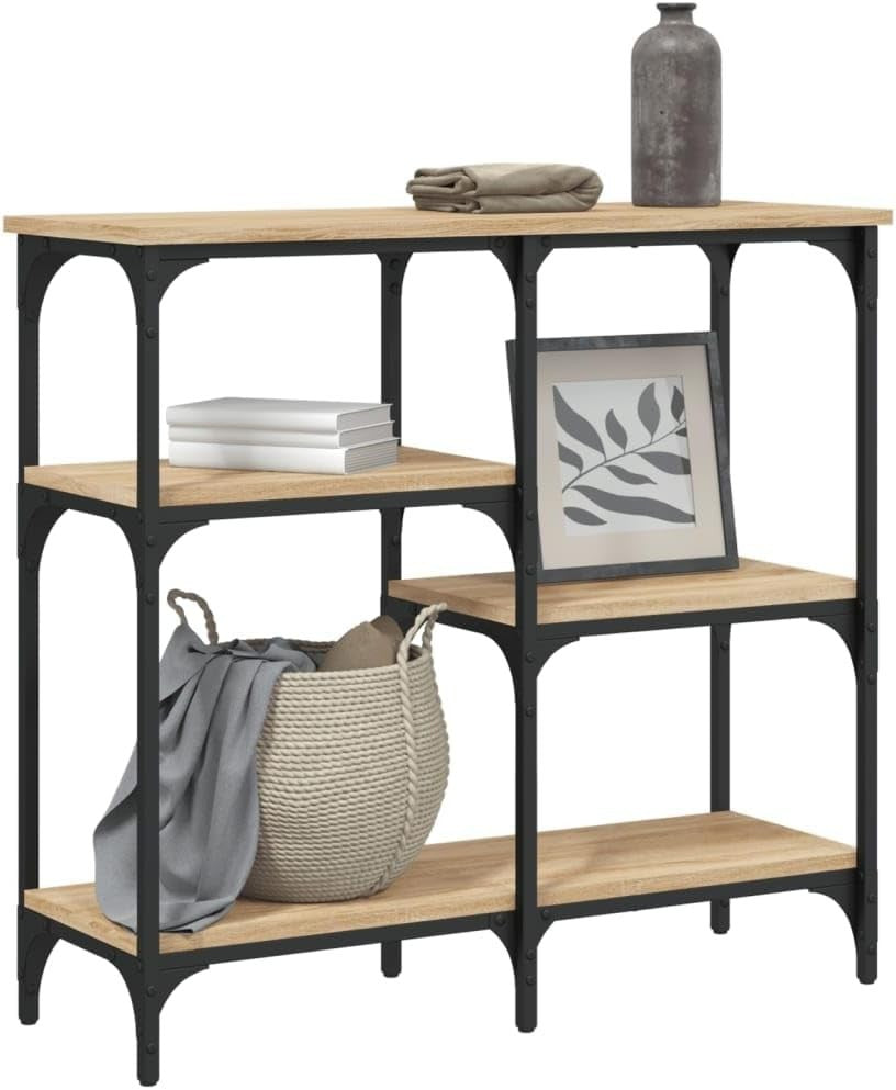 Slim Console Table with Shelves – Narrow Entryway Sofa Table 80x29x75cm