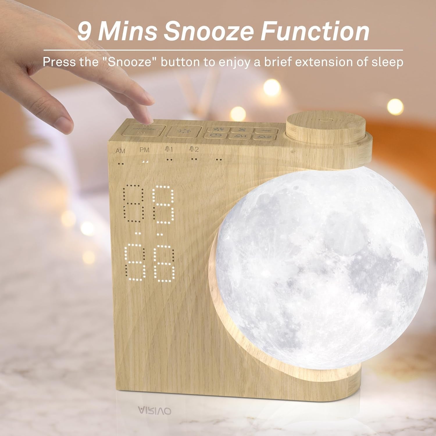 Sunrise Alarm Clock Wake Up Light Moon Lamp White Noise Night Light