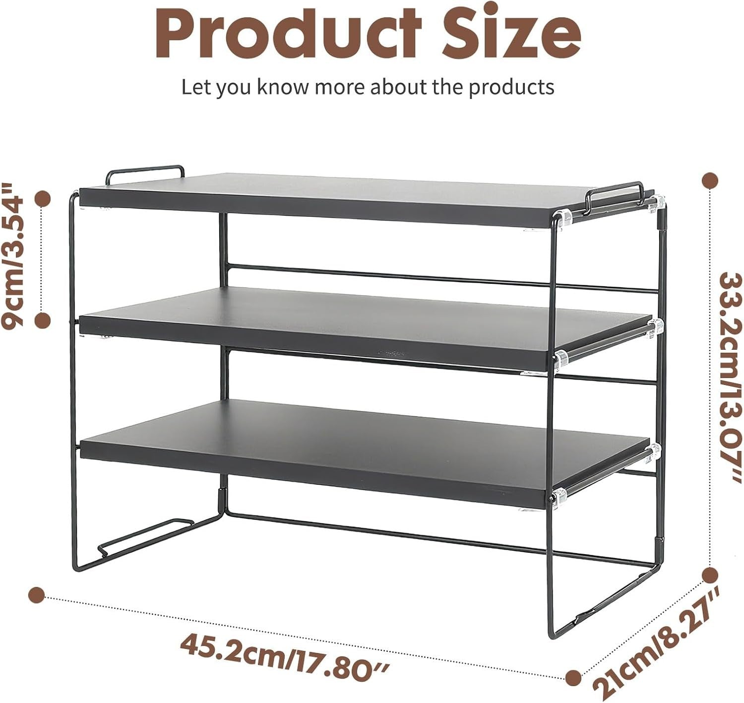 3-Tier Desktop Shelf Organiser – Adjustable Tabletop Storage Rack