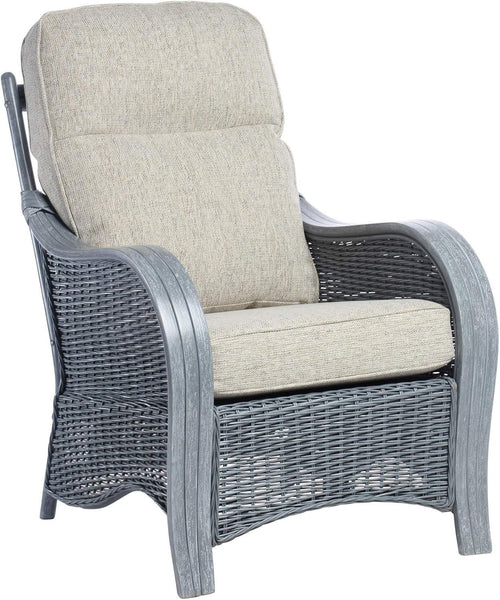 Grey Rattan Armchair Indoor High Back Wicker Lounge Chair with Cushions