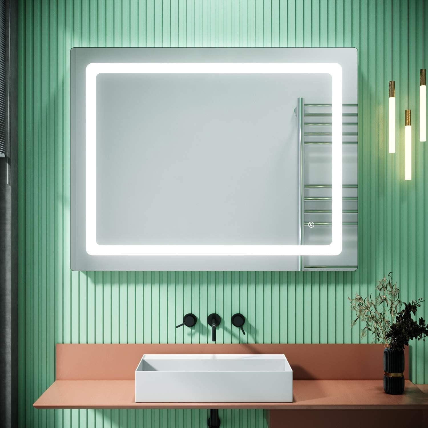 LED Bathroom Mirror 70x90cm Wall Mounted Demister Pad Light Touch Sensor