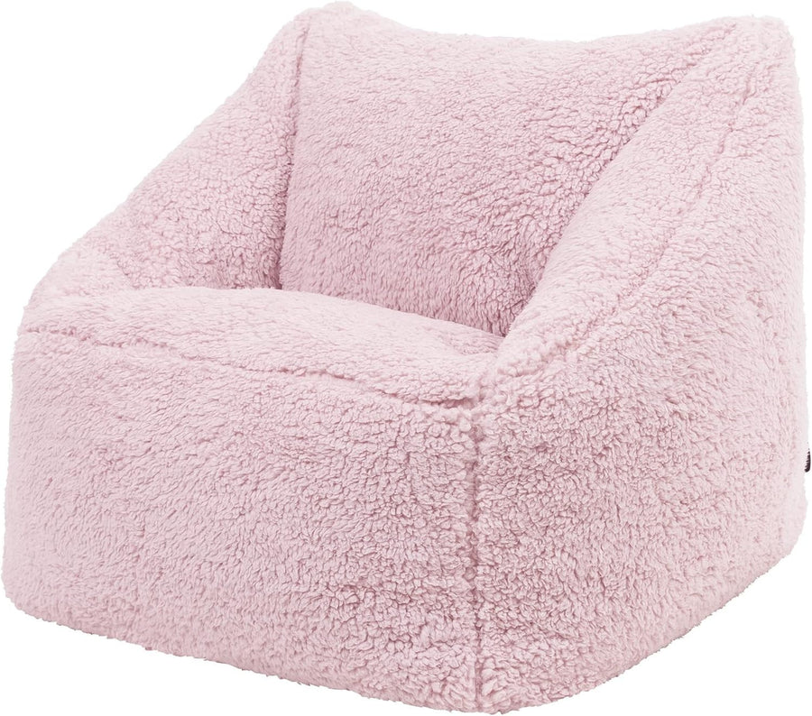 Pink Teddy Fleece Kids Bean Bag Chair – Soft Armchair for Bedroom & Play