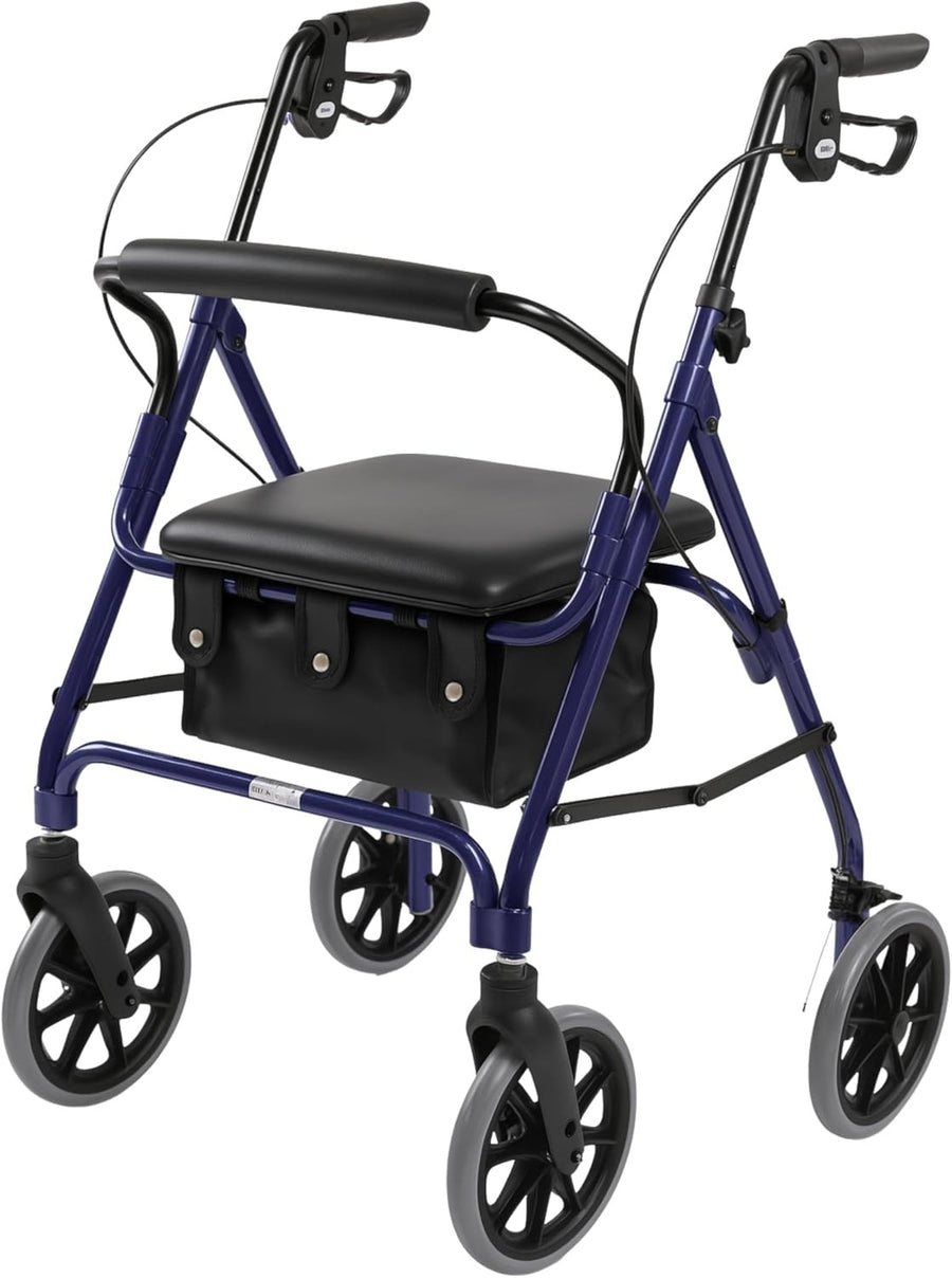 Lightweight Folding Rollator Walker with Seat Brakes Adjustable Handles
