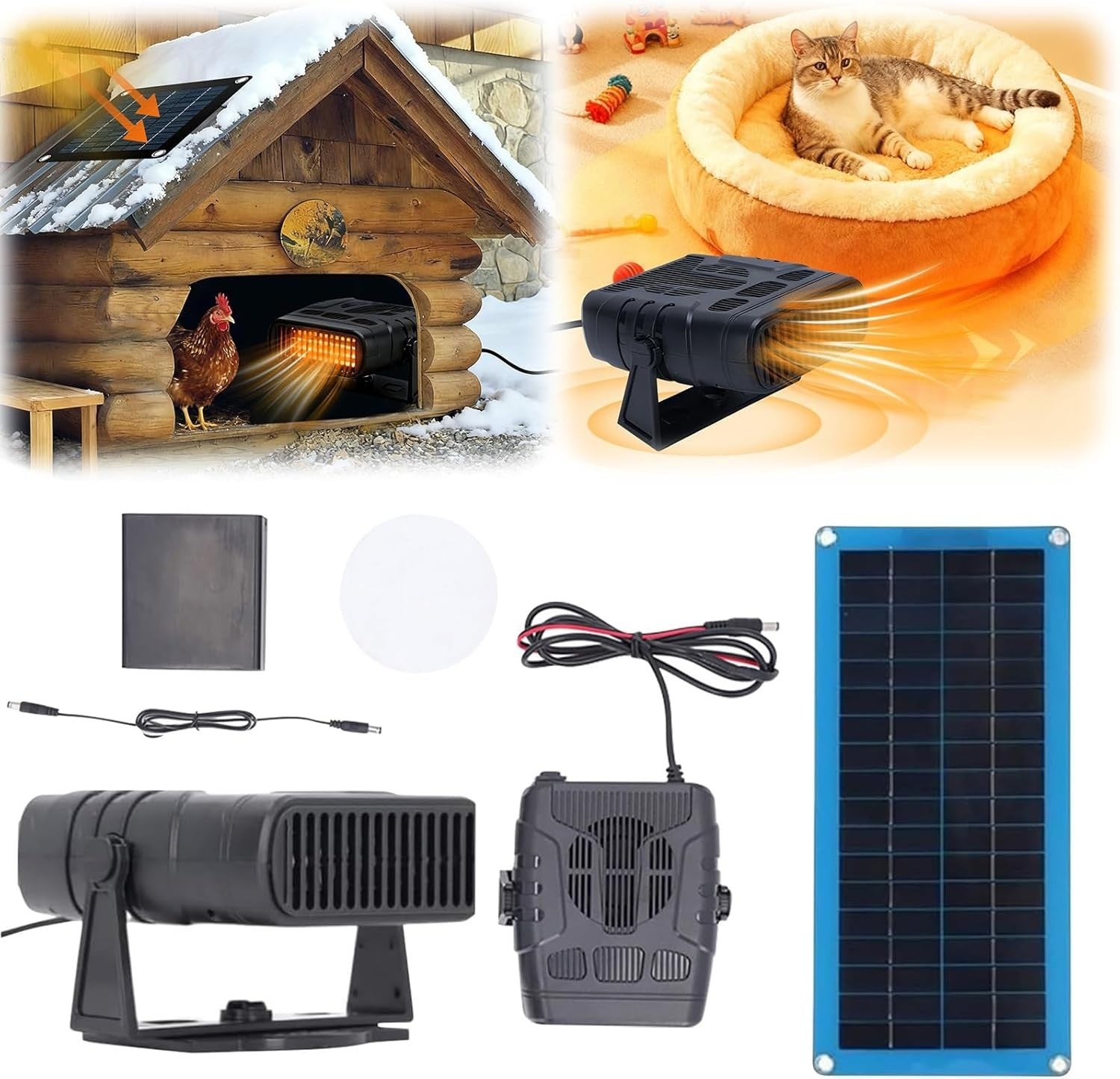 30W Solar Chicken Coop Heater Panel Kit Warm Air Blower