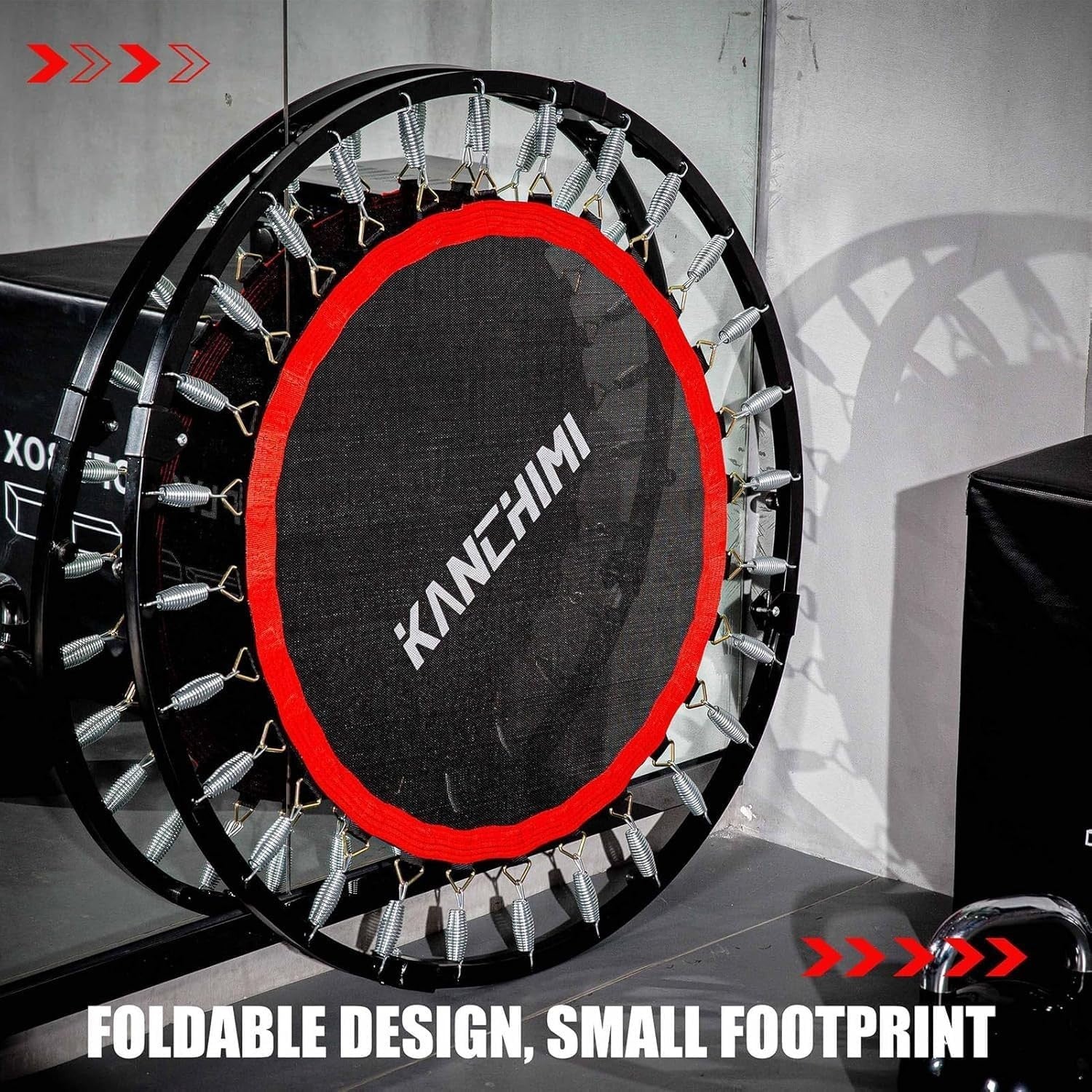 48in Folding Fitness Rebounder Trampoline Handle Indoor Workout 150kg