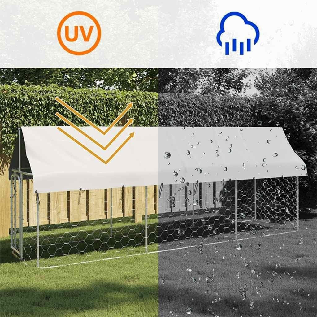 Outdoor Dog Kennel 400x100x150cm with Roof, Lockable Latch, Steel Frame