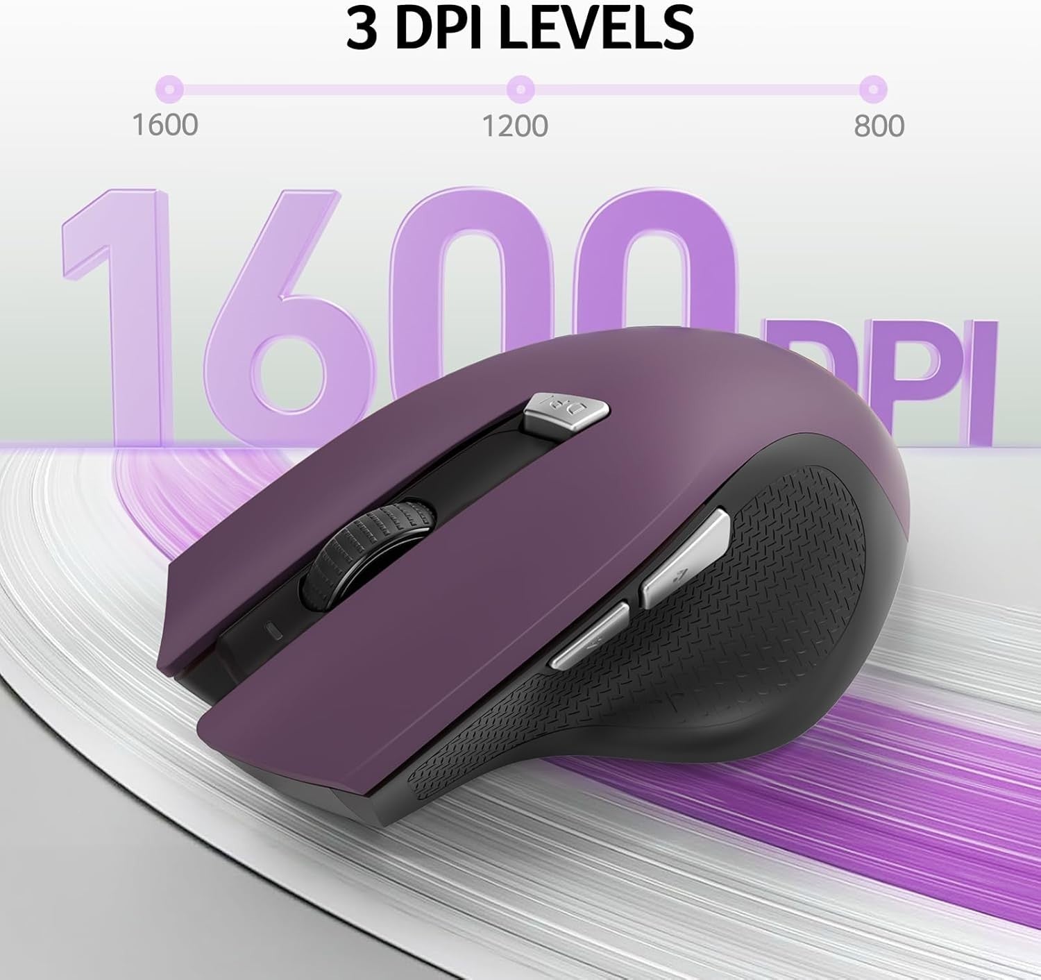 Wireless Ergonomic Mouse 2.4GHz Adjustable DPI 6 Buttons Comfort Grip Laptop