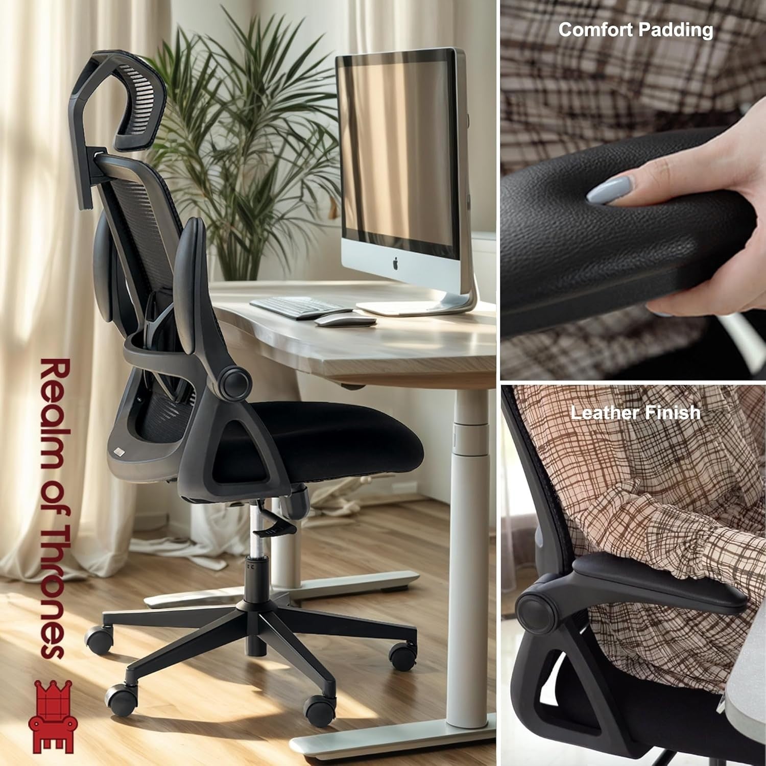 Ergonomic Office Chair Desk Swivel Computer Chair Mesh Back Memory Foam Black