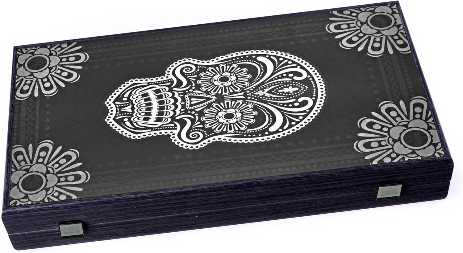 Luxury Backgammon Set Skull Art Design Folding Board 19in Collectors Game
