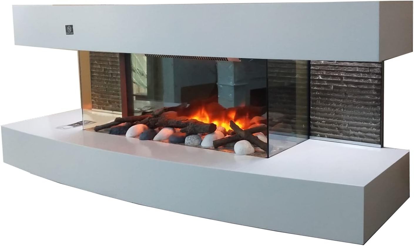 2000W Wall-Mount Electric Fireplace with LED Flame Effect & Remote Control