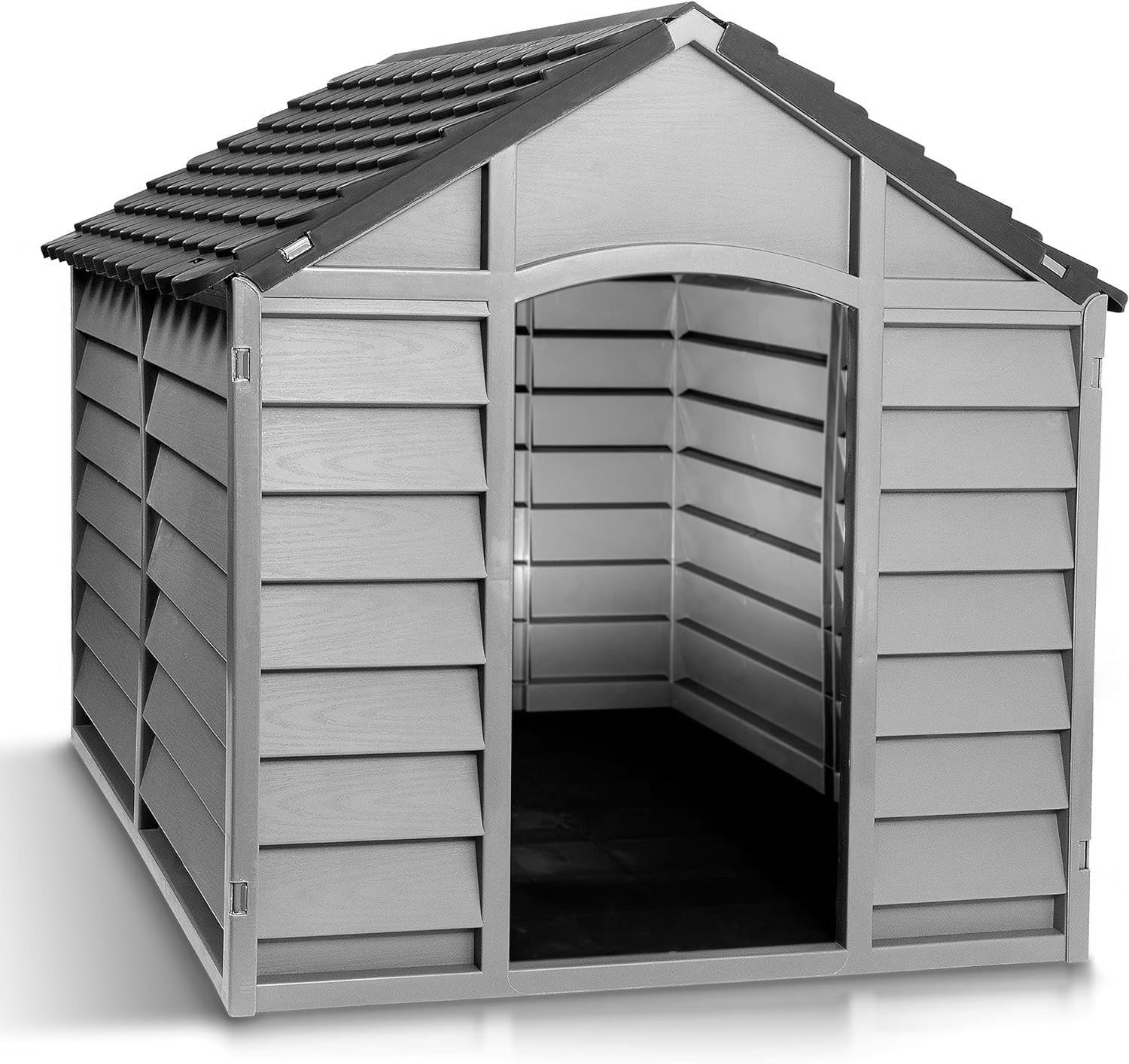 Small/Medium Grey Dog Kennel Shelter Outdoor Weatherproof Easy Assemble