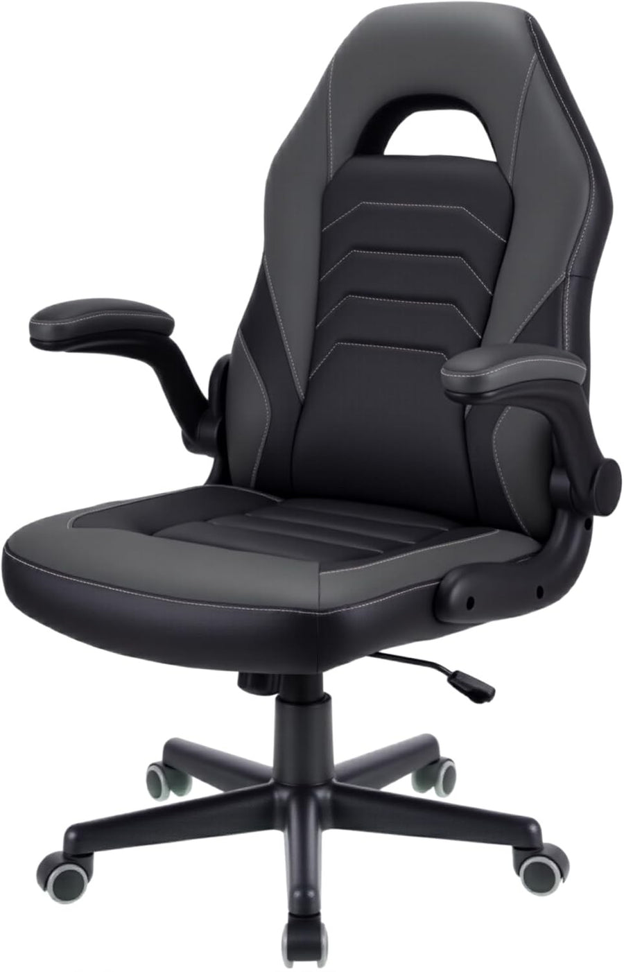 Ergonomic Gaming Chair Flip-Up Arms Faux Leather Swivel Black