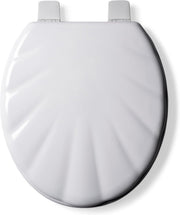Shell White Wooden Toilet Seat Gloss Antibacterial Stick ‘N’ Lock Hinges