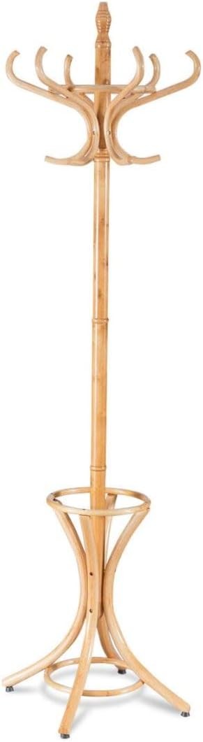 Multigot Coat Rack, Wooden Hat Clothes Hall Tree Hanger with Umbrella Holder and