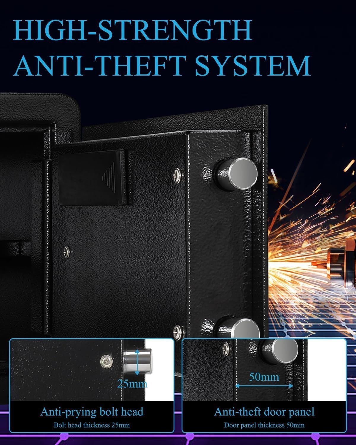 Biometric Fingerprint Safe Box Digital Keypad Cash Security Safe 34L