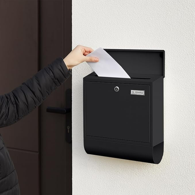 Wall Mounted Lockable Mailbox w/ Newspaper Holder – Weatherproof Iron Postbox