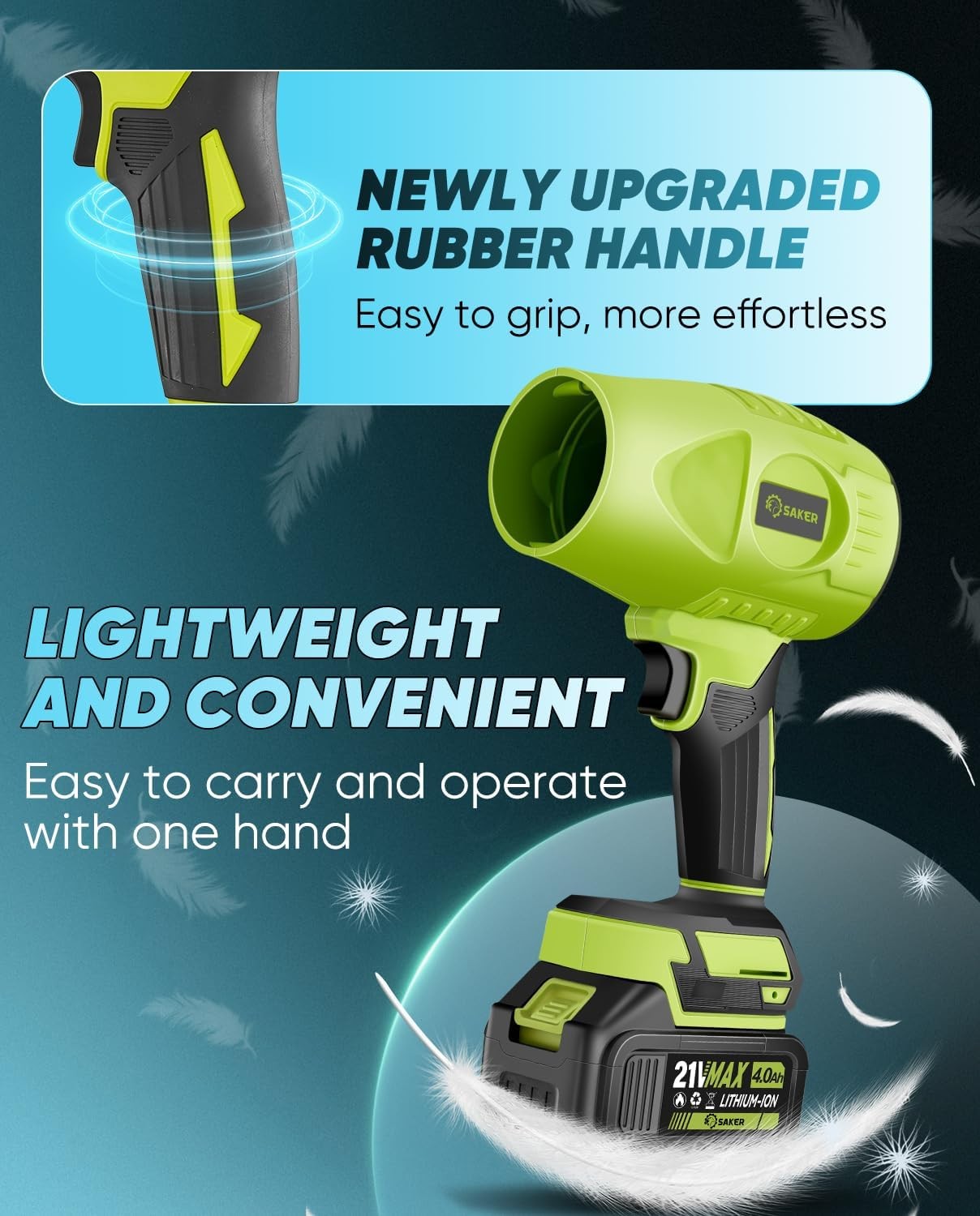 Cordless Leaf Blower 180000RPM Portable Dust Cleaner with 2 Batteries