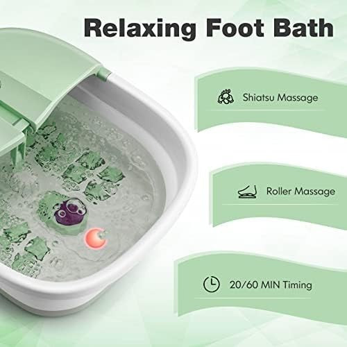 Portable Folding Foot Spa with Heat, Bubble Massage, Remote Control & Timer