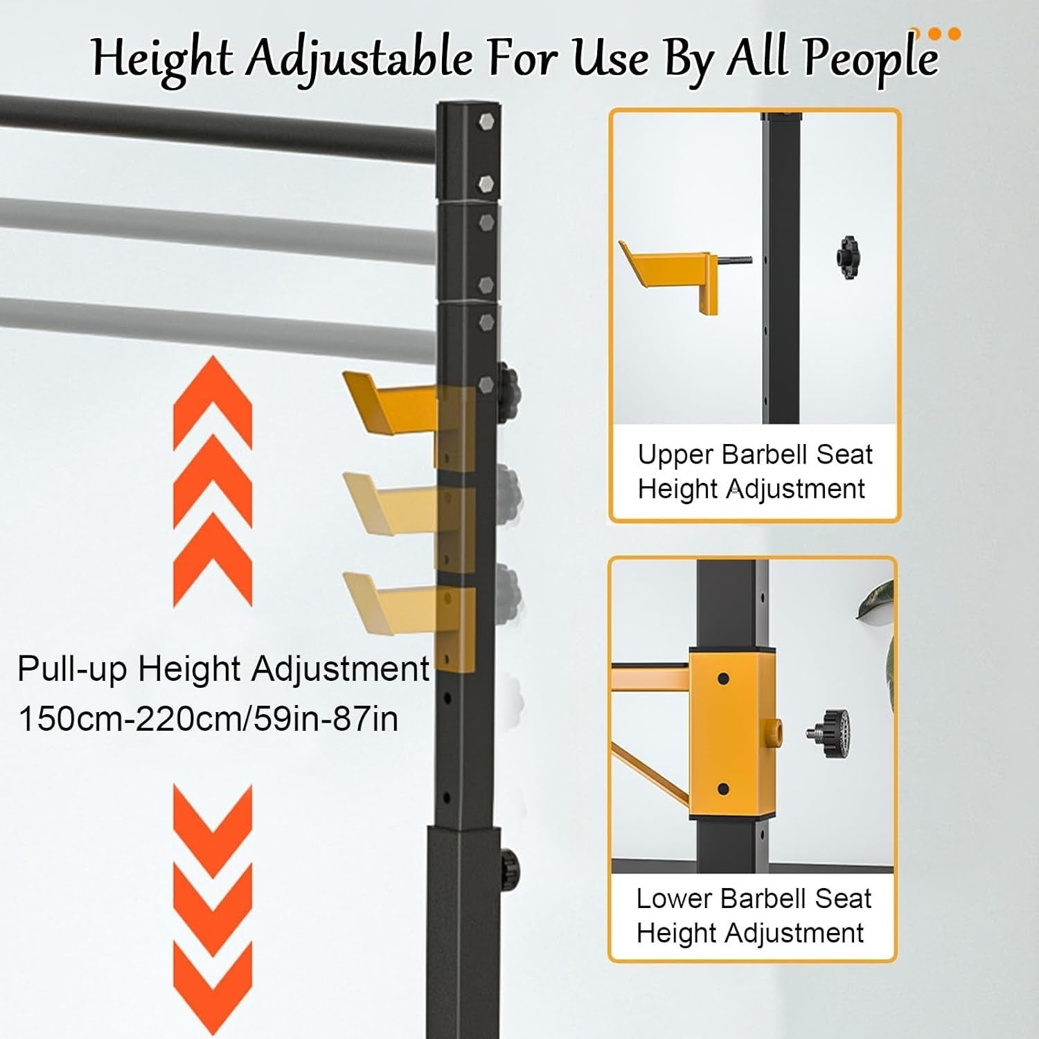 Adjustable Power Tower Pull-Up Bar & Squat Rack – Home Gym Station 59-87in