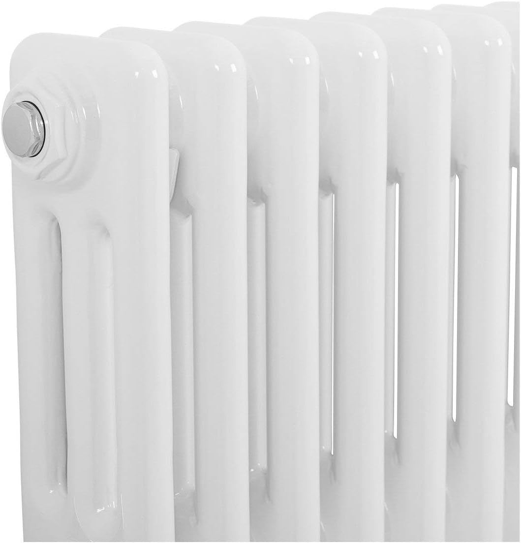 Triple Column Horizontal Radiator 300x1460mm White Cast Iron Style
