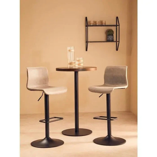 Set of 2 Grey High Back Bar Stools Adjustable Swivel Chairs with Footrest