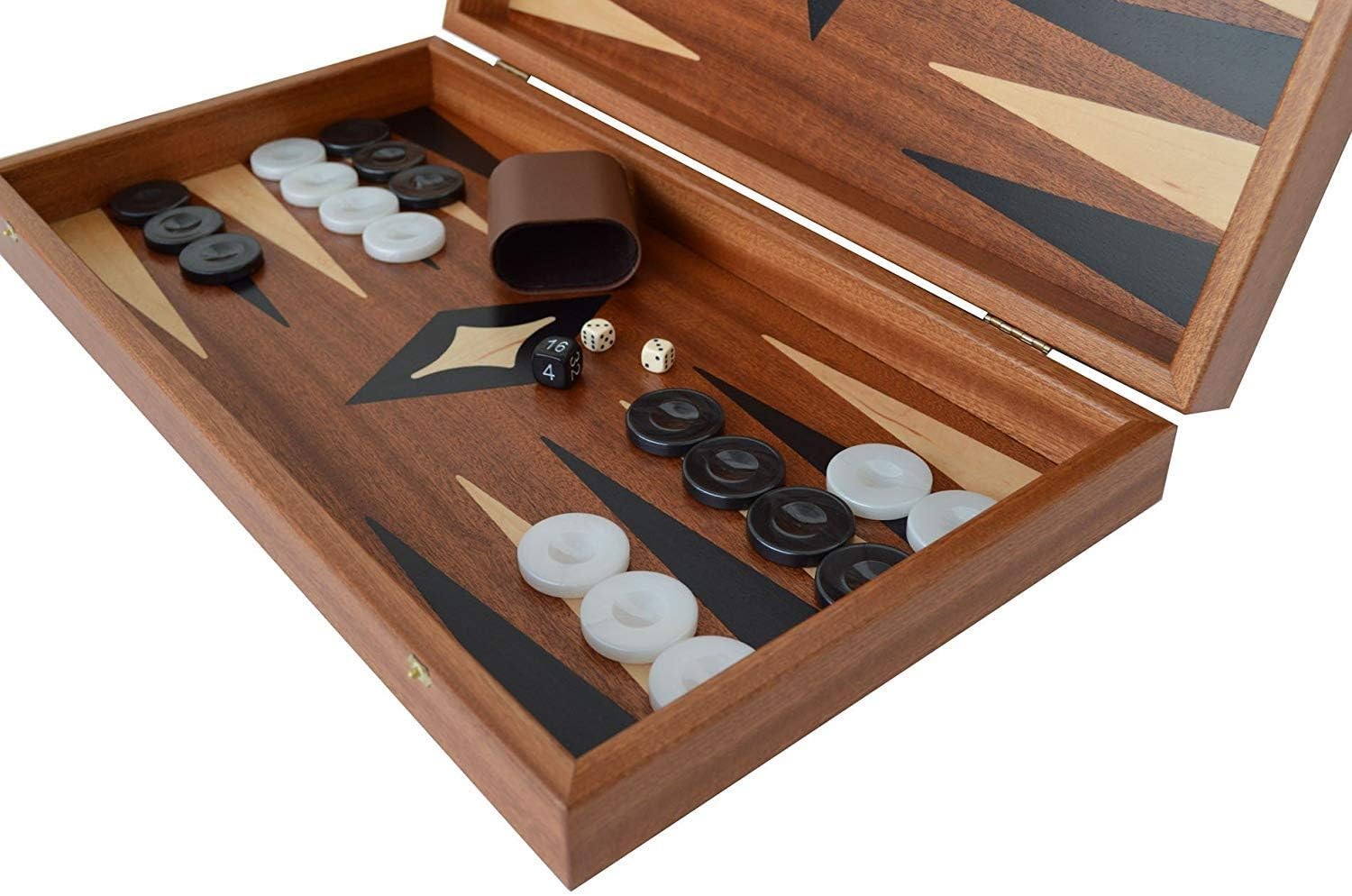 19” Solid Mahogany Backgammon Set Handmade Wooden Luxury Board Game
