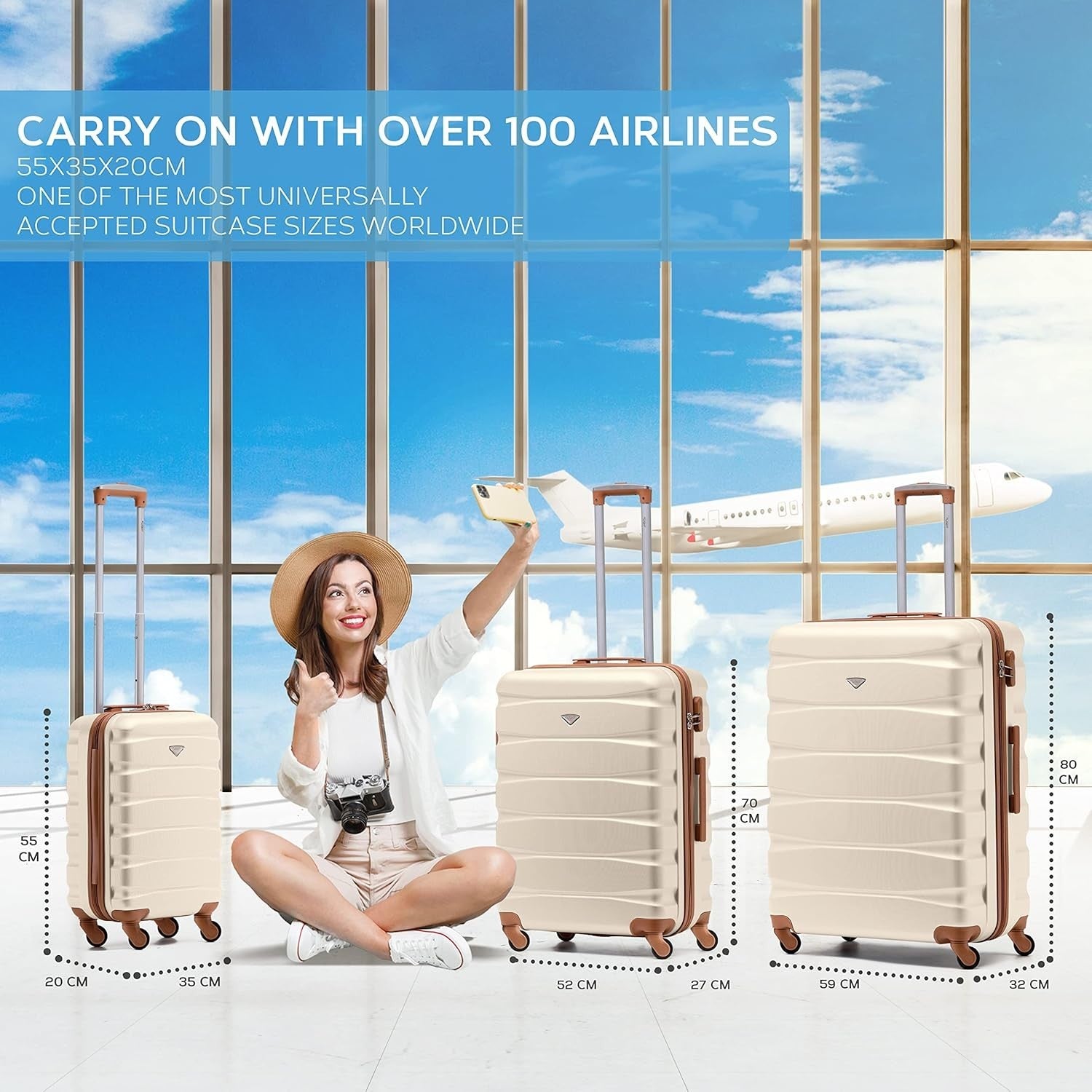 25” Medium Checked Suitcase ABS Hard Shell Spinner Wheels Lock