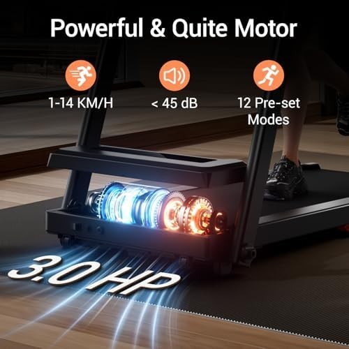 Foldable Home Treadmill 12KM/H 3HP Heart Rate Sensor Shock Absorbent