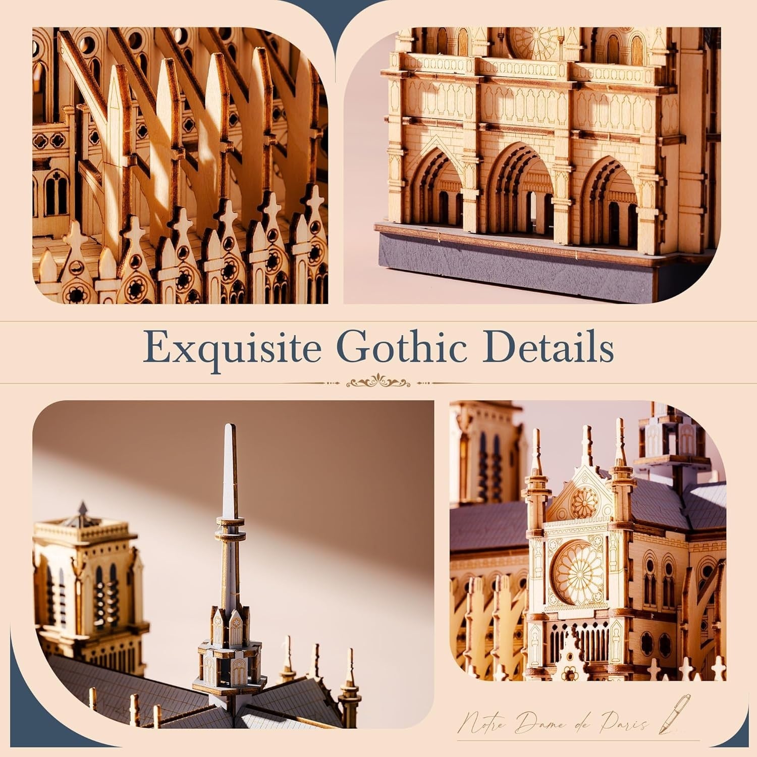 3D Wooden Notre Dame Puzzle Model Kit - DIY Architecture Decor, 330 Pieces
