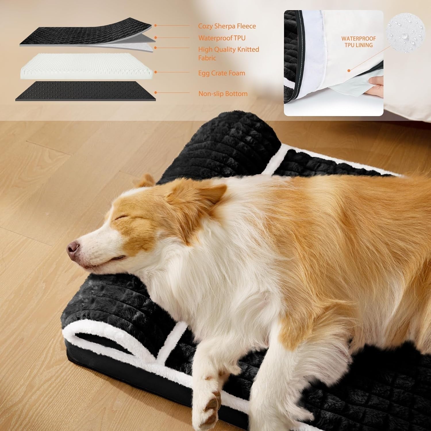Jumbo Orthopedic Dog Bed 142x101cm Waterproof Foam Mat