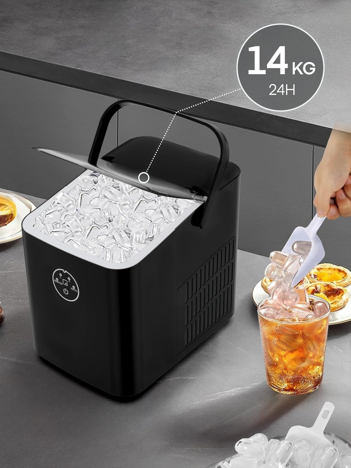 Countertop Ice Maker Fast 13kg Daily Portable Compact Machine