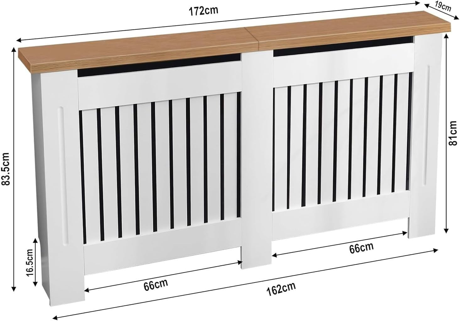 Extra Large White Radiator Cover MDF Cabinet | Modern Vertical Slat Heater Guard