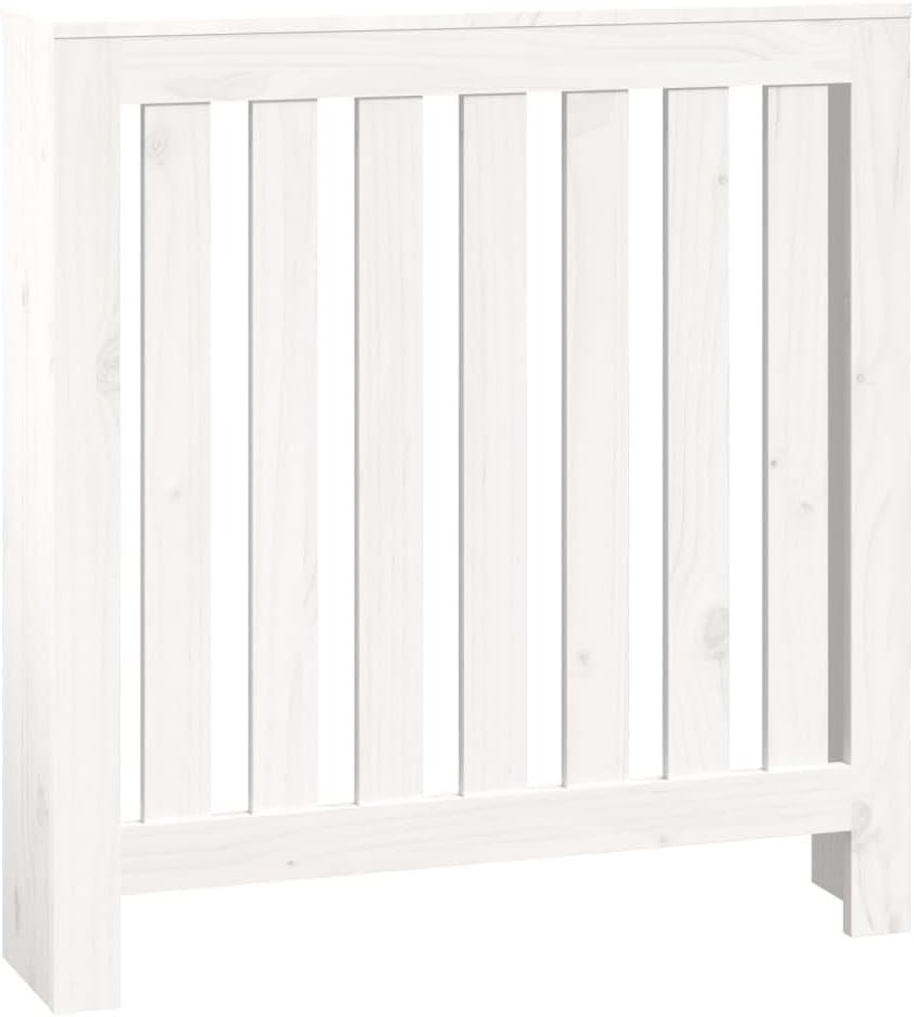 White Radiator Cover 79.5x19x84cm Solid Pine Wood | Modern Slatted Design