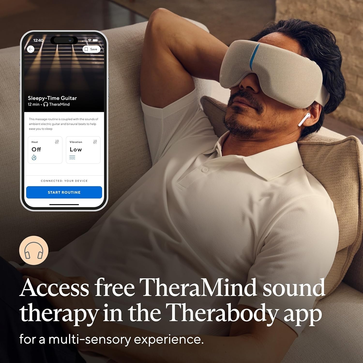 Heated Eye Massager Mask Bluetooth | Stress Relief Sleep Aid Tension