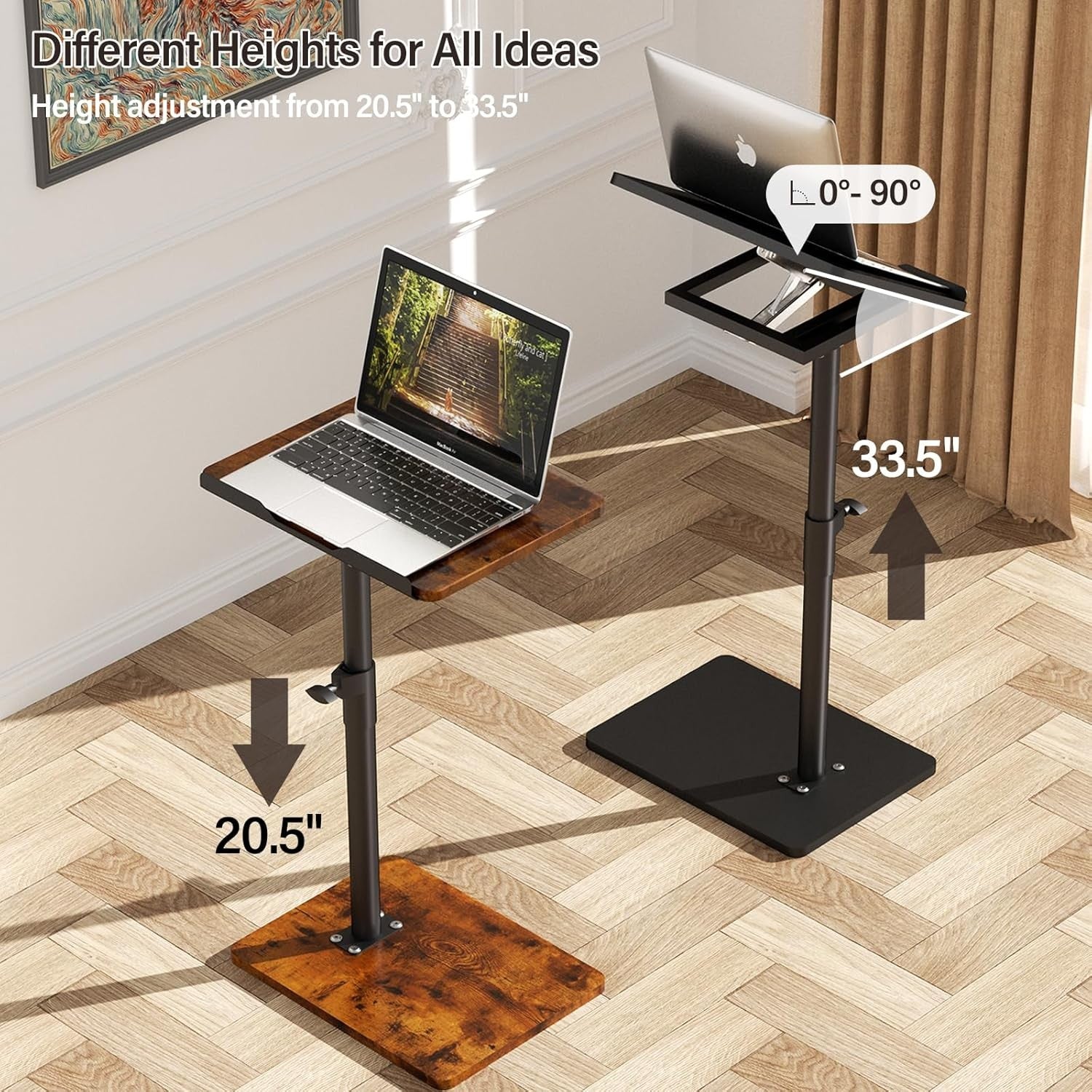 Adjustable Sofa Armrest Tray Table Laptop Stand Couch Side Desk Swivel