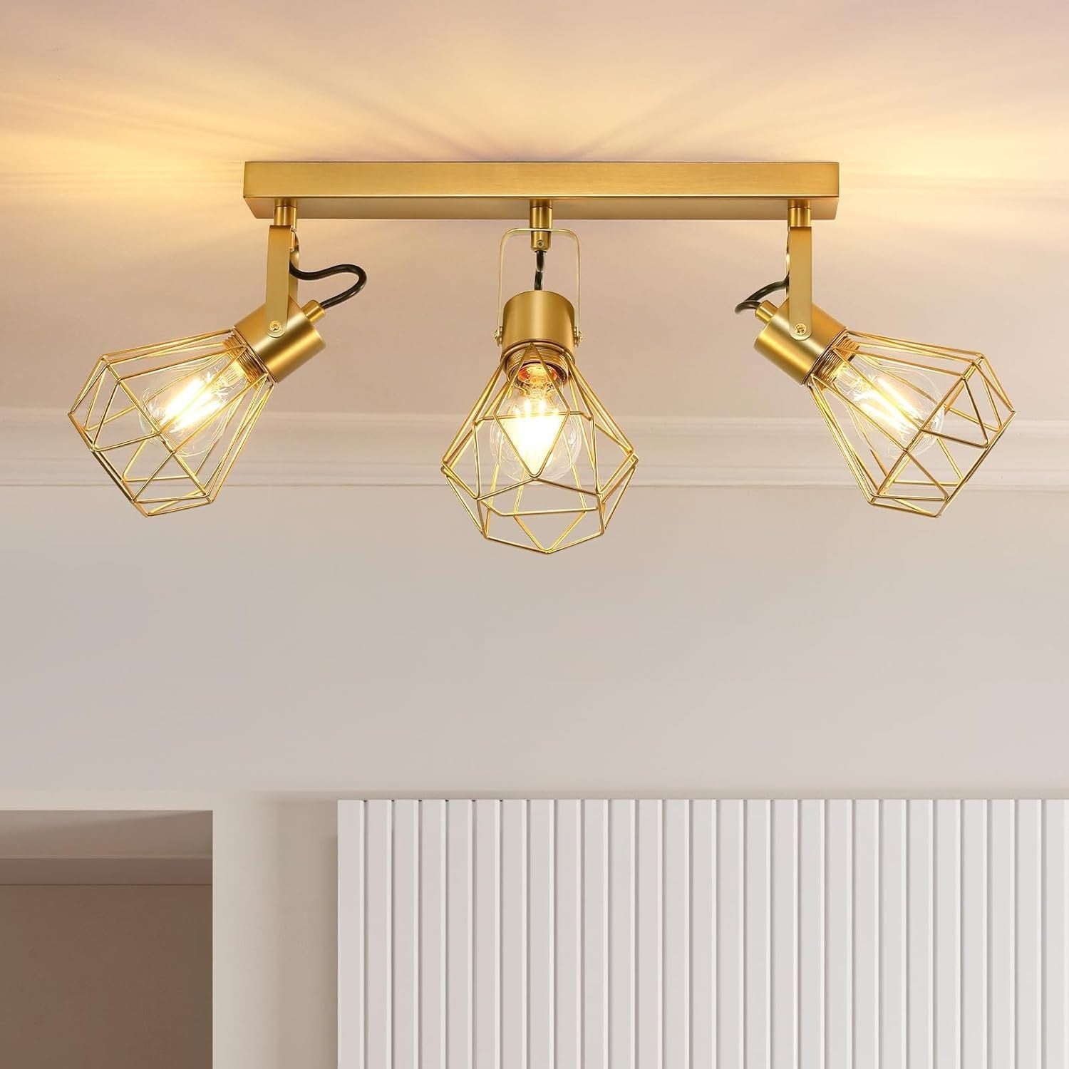 Rotatable 3-Light Gold Vanity Wall Sconce, Vintage Farmhouse Bath Light