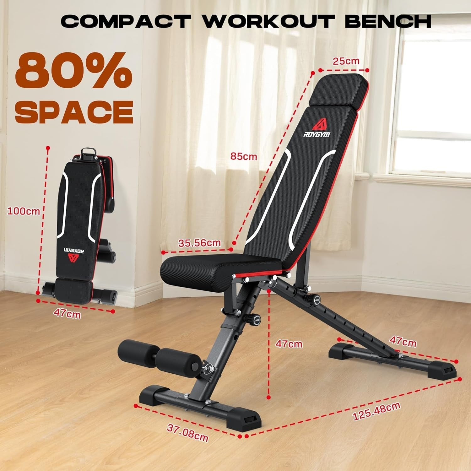 Heavy Duty Folding Weight Bench 400kg Incline Flat Adjustable Home Gym
