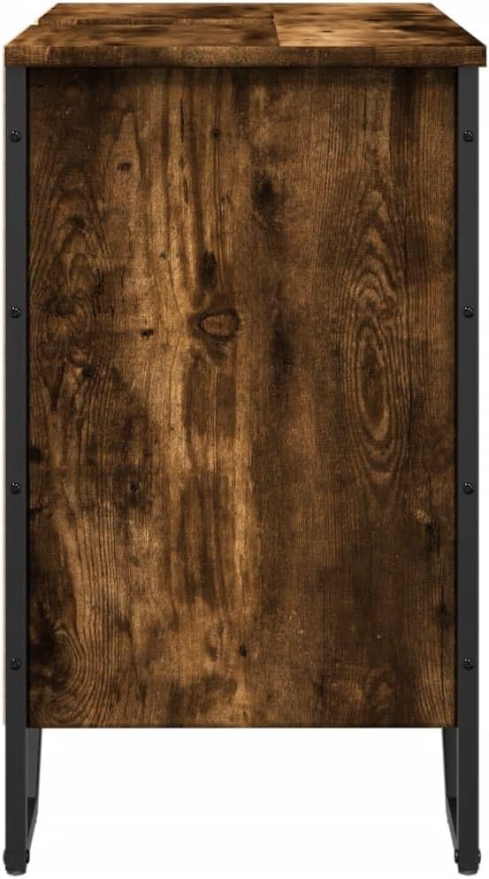 Smoked Oak Bathroom Vanity Unit – Modern Under Sink Storage Cabinet 60x60cm