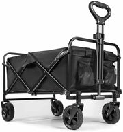 80kg Folding Festival Trolley Heavy Duty Camping Wagon w/ Wide All-Terrain Wheel