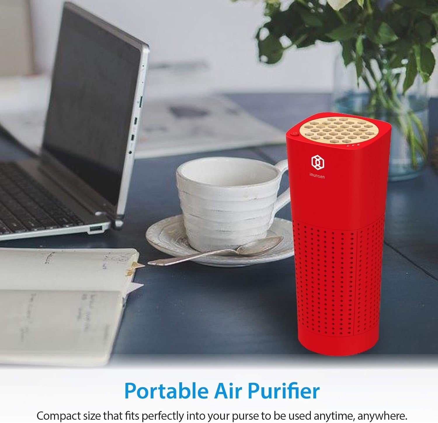Car Air Purifier H13 HEPA Filter Smoke Odour Allergy USB Red